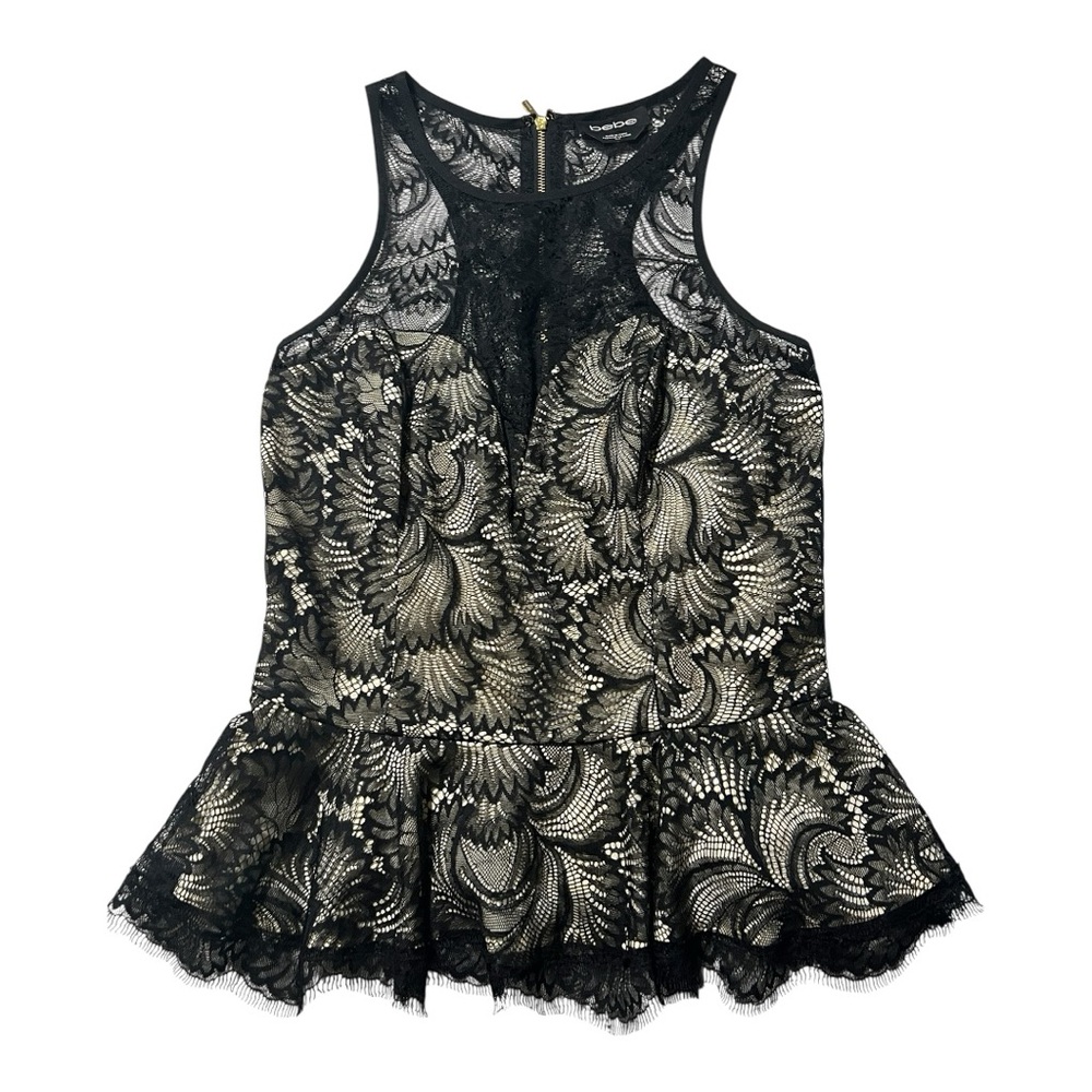 Bebe Black Lace Sleeveless Blouse